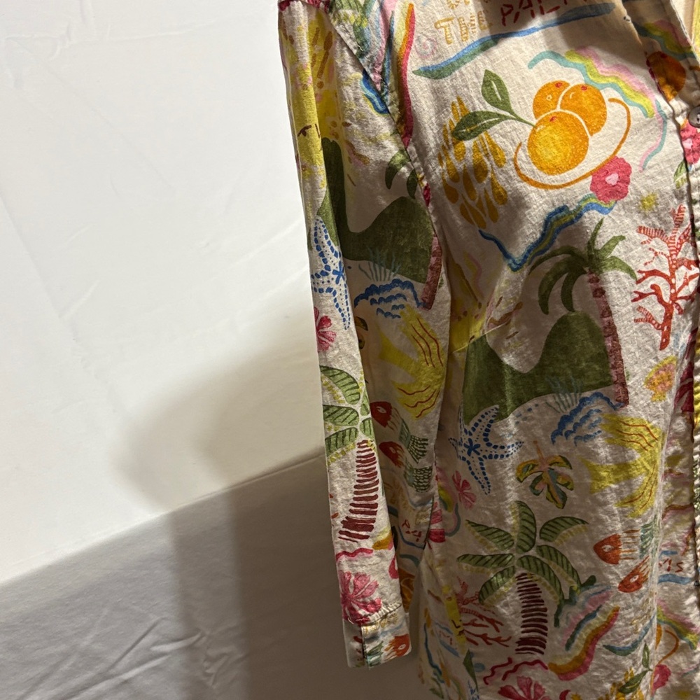 Calypso St. Barth Colorful Tropical Print Button Down Shirt - Picture 4 of 6